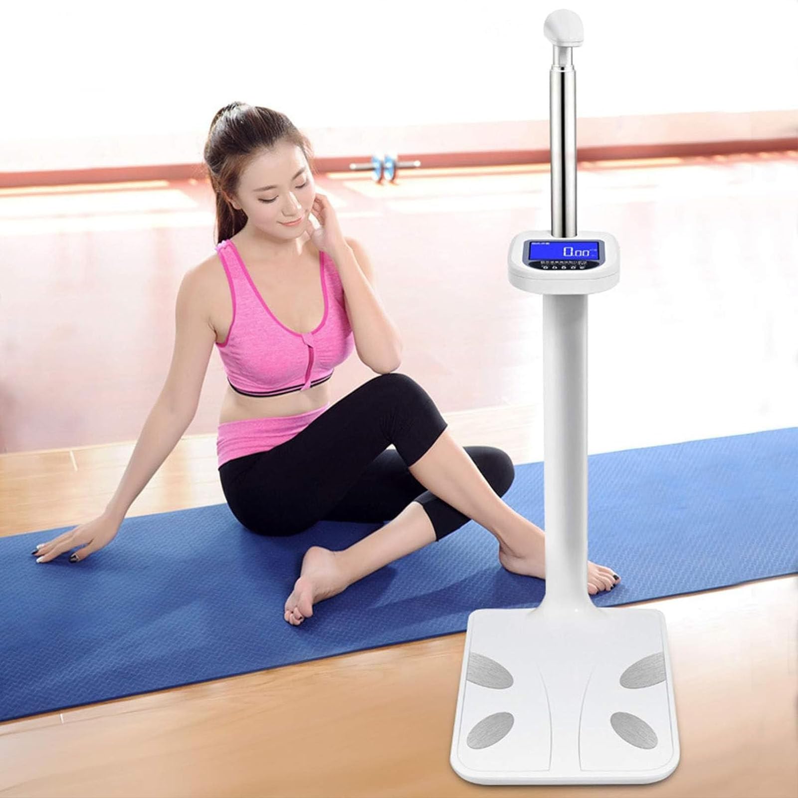 Bilancia Digitale Professionale per Medici,Portata 440 libbre, analizzatore di Grasso corporeo, con Display LCD, per la misurazione di Peso/Altezza/Valore di obesità/BMI