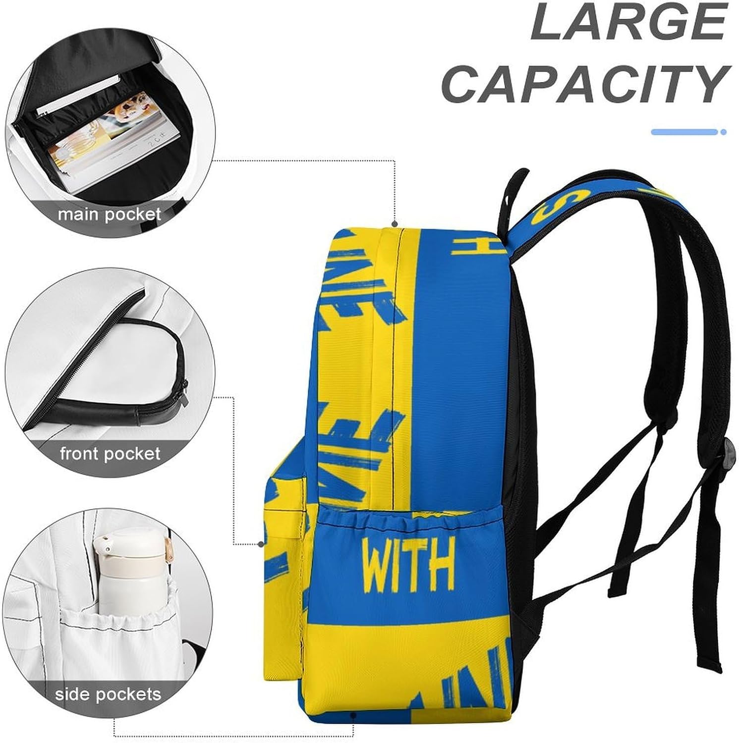 I Stand With Ukraine Printed Backpack for Men Women image 4