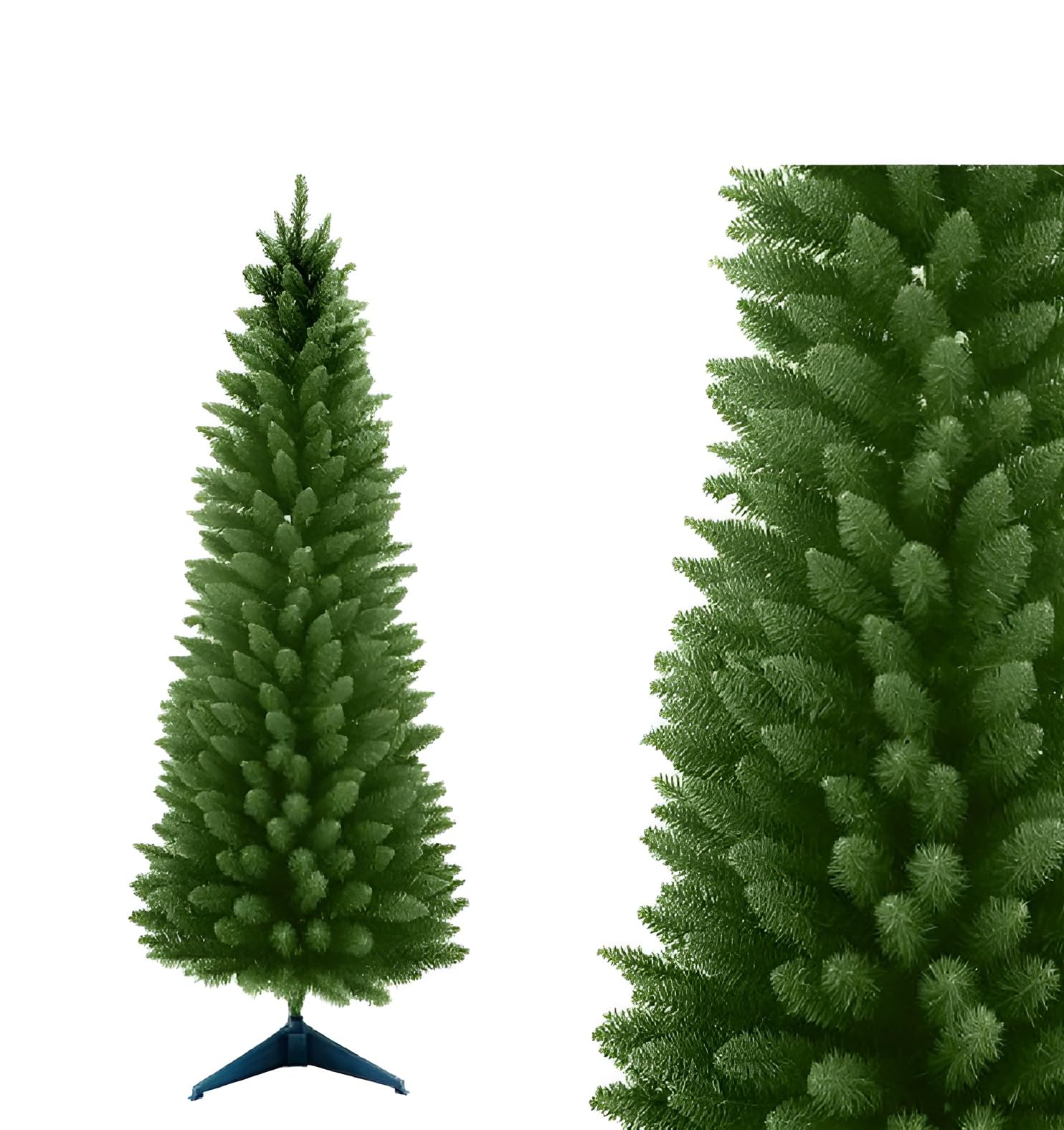 Albero di Natale Verde Slim Salva Spazio 210 cm PVC Ignifugo con Apertura Rapida ad ombrello 536 cime d78 di ingombro