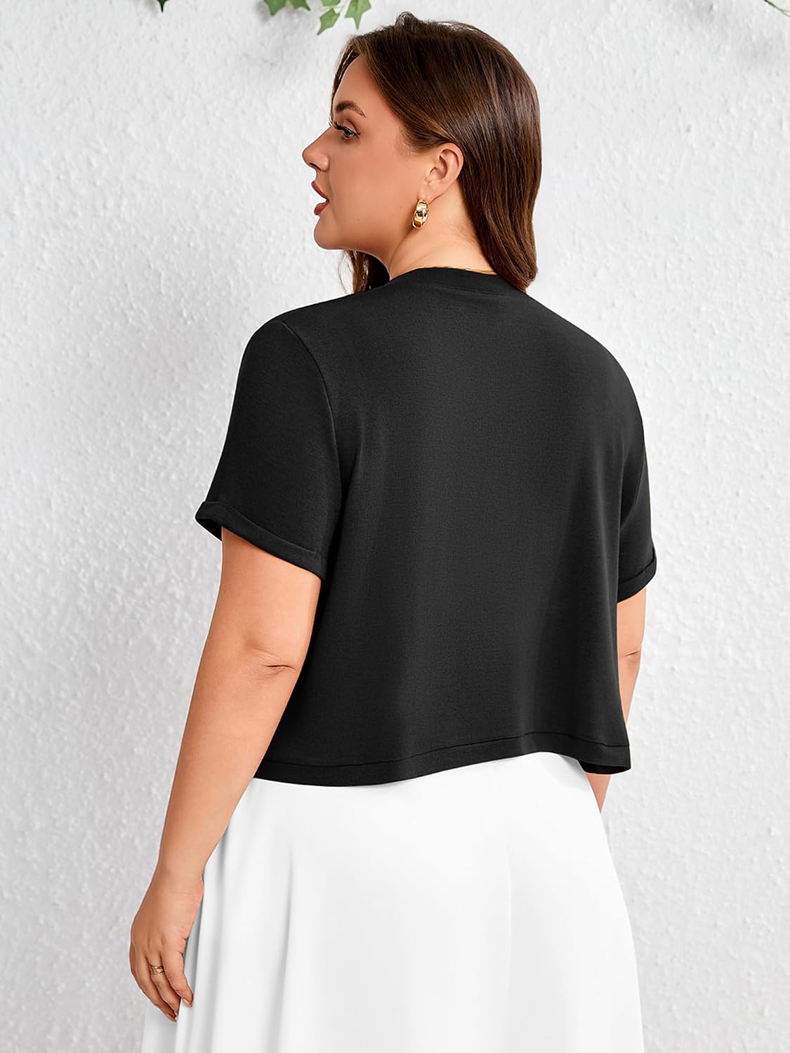 AusLook Plus Size Shrug Cardigan for Dresses Short Sleeve Open Front Cropped Bolero Lightweight Summer Dress Cover Up 1X-5X