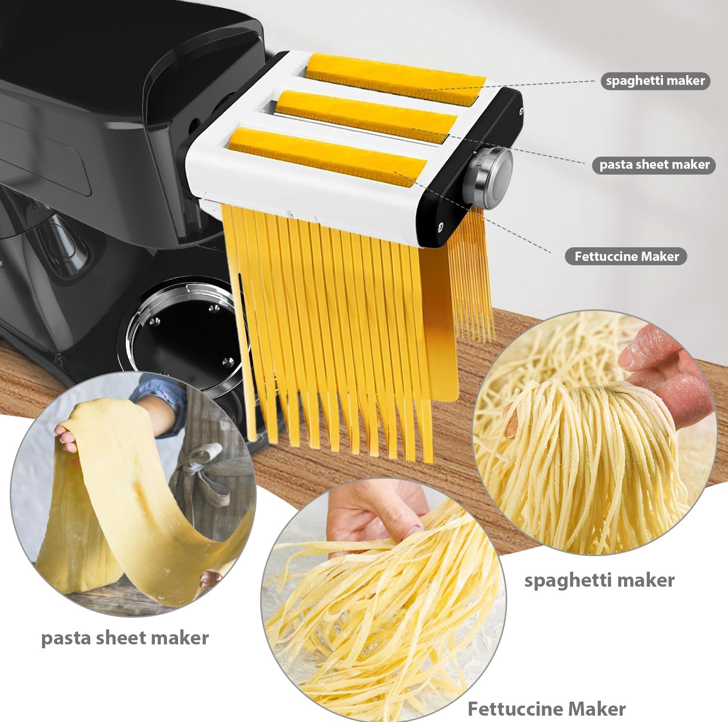 Cheese Slicer Shredder Grater Grinder Attachments and 3 In 1 Pasta Maker Attachment for All Kitchenaid Stand Mixers
