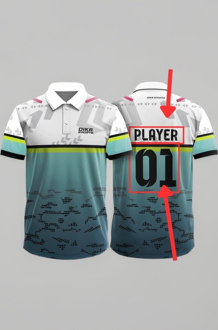 Dika Sports Custom jerseyCricket t-Shirt Breathable Cricket Jersey Printed | 2 Year to 5XL