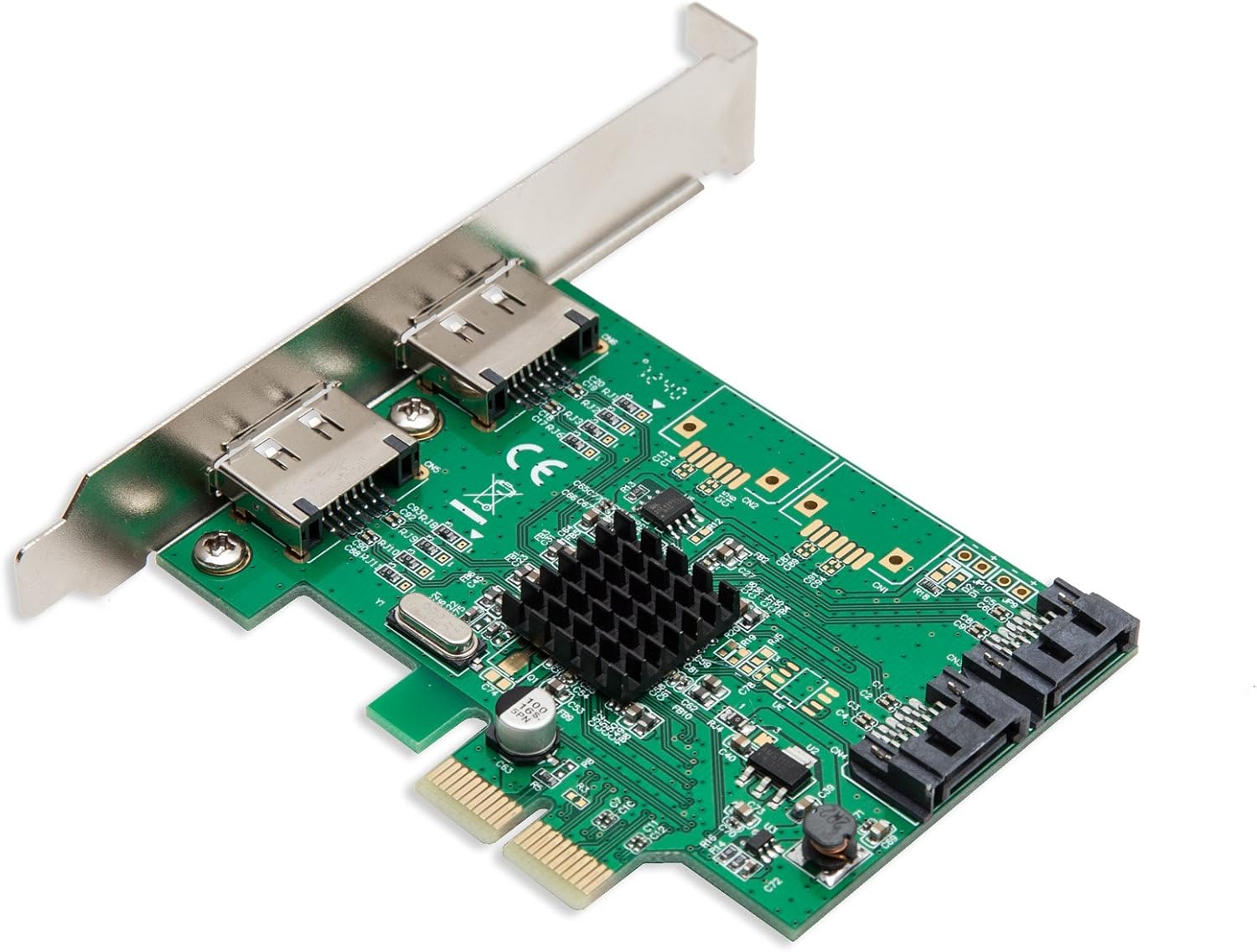 IO Crest SI-PEX40058 2 Port SATA III 2 Port eSATA III PCIe 2.0 x2 HyperDuo Controller Card Green