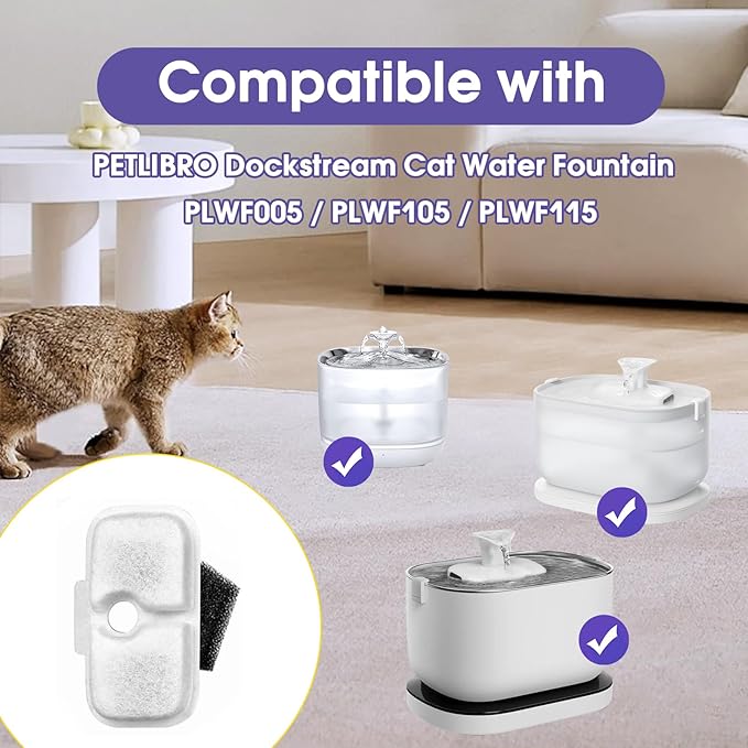 8 Filtros para Fuente de Agua de Gato, Repuesto Compatible con Petlibro miniatura 4