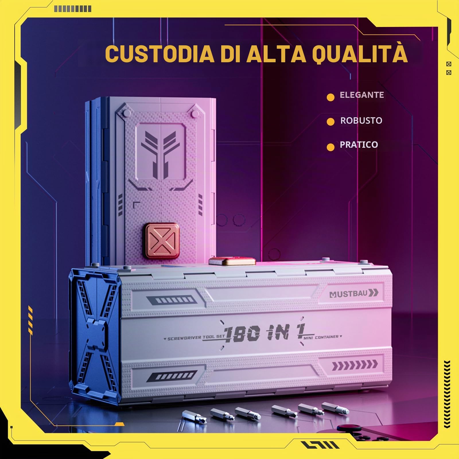 180 in 1 Kit di Cacciaviti di Precisione, Mini Cassetta Degli Attrezzi Meccanica con Torx T1-T20, Phillips 1.0-3.5, Triangolo 2.0-3.0, Hex H 0.7-6.0 per Telefono, Laptop, Occhiali, Fotocamera