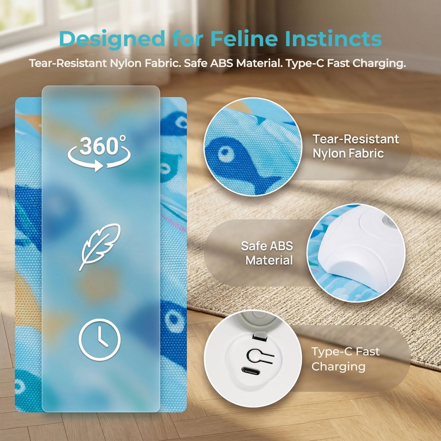 Juguete interactivo para gatos, ratón automático para esconderse y buscar con cola de pluma, sonidos chirriantes, activado por movimiento, recargable por USB para gatos de interior, alivio del