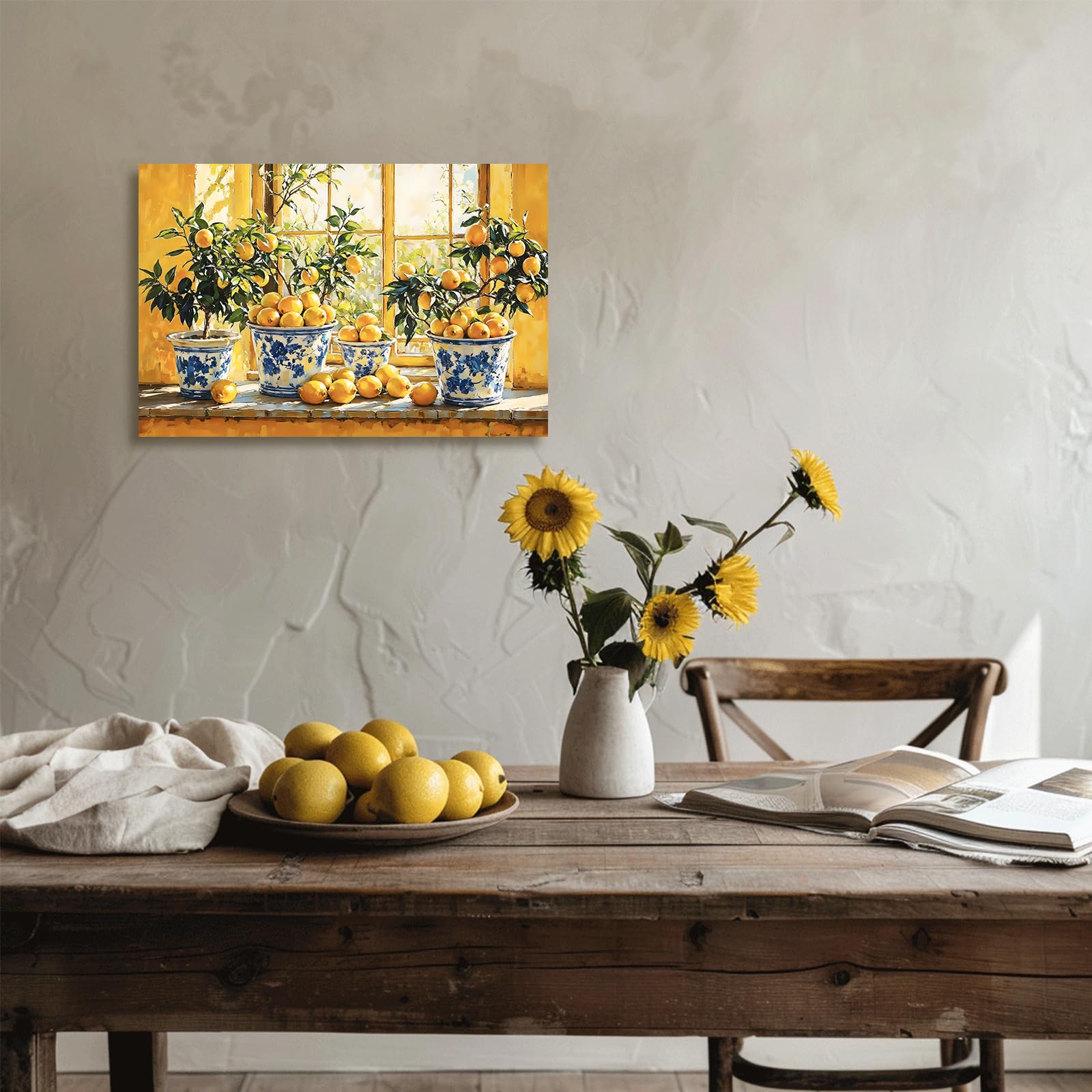 XLMDYYSW Lemon Wall Art Citrus Prints for Kitchen Wall Decor