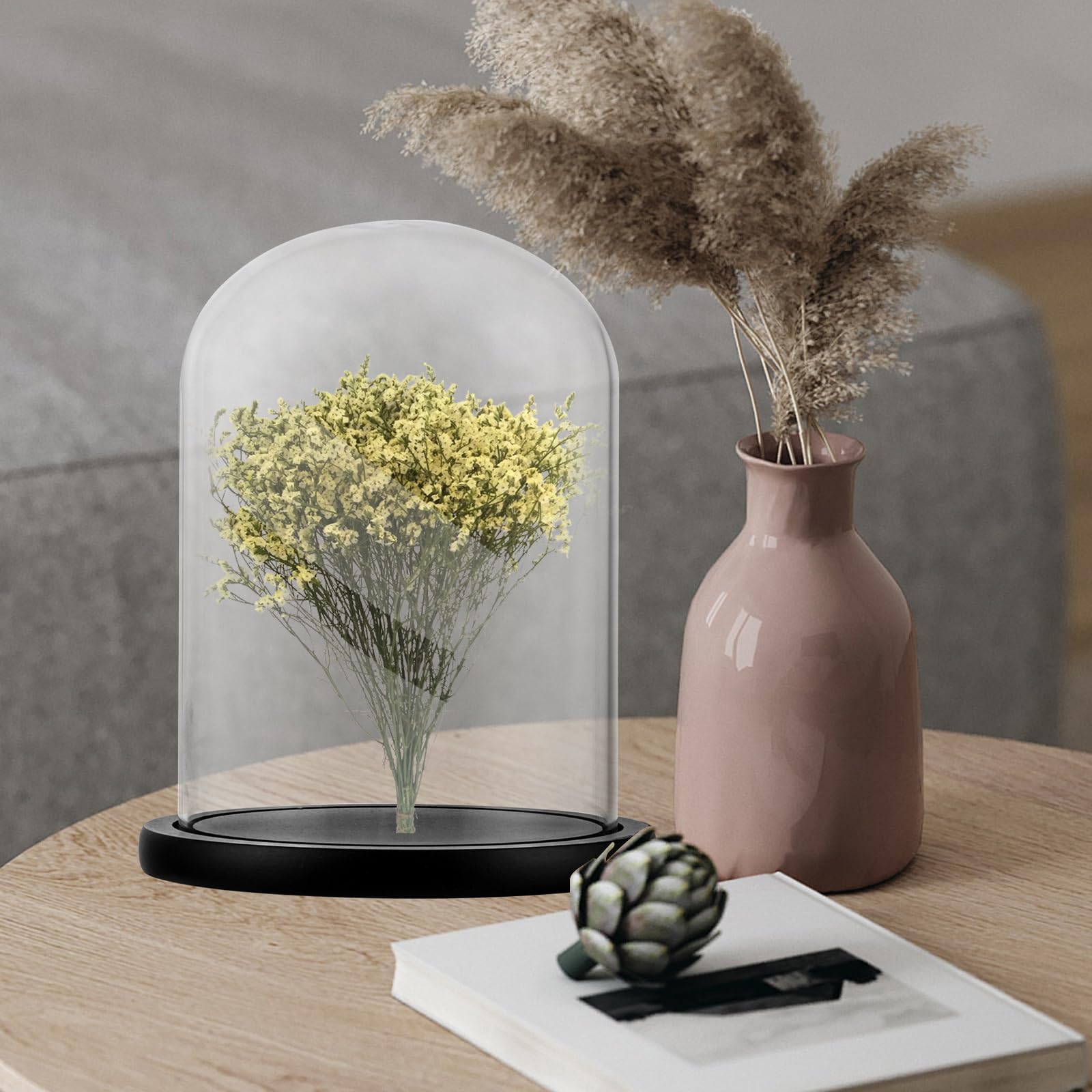 Campana Di Vetro Con Base Legno BELLE VOUS - 16,2cm, Per Esposizione Oggetti E Decorazioni - Foto 4