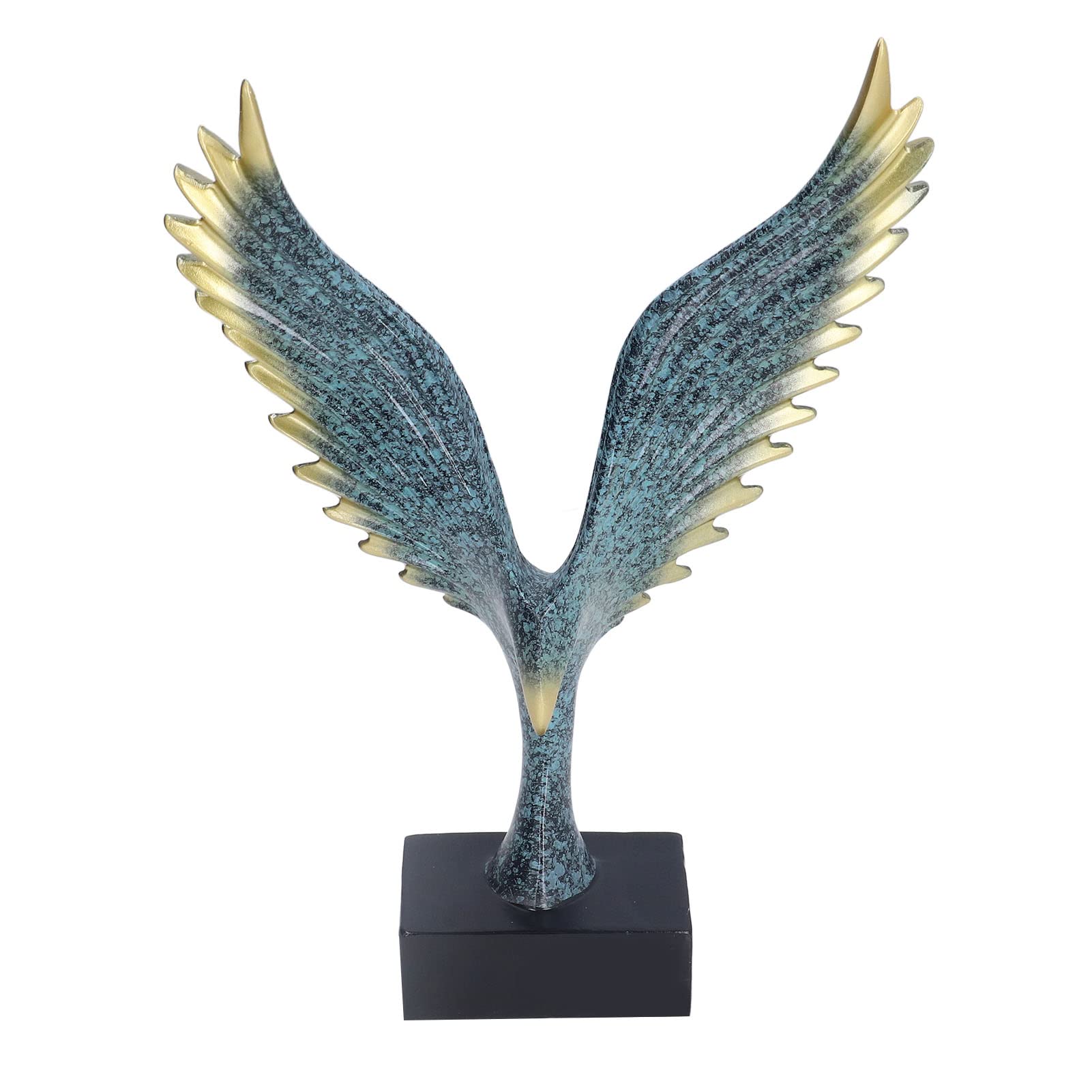 Nordic Wing Statue, Abstract Resin Sculpture Hand Made Desktop Decoration for Living Room (Champagne Blue)