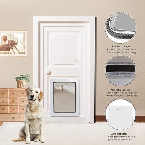 Miniatura 8 de CEESC Puerta para perros de hasta 45 libras, puerta resistente a la intemperie para gatos y perros, duradera, panel de cierre a presión incluido,