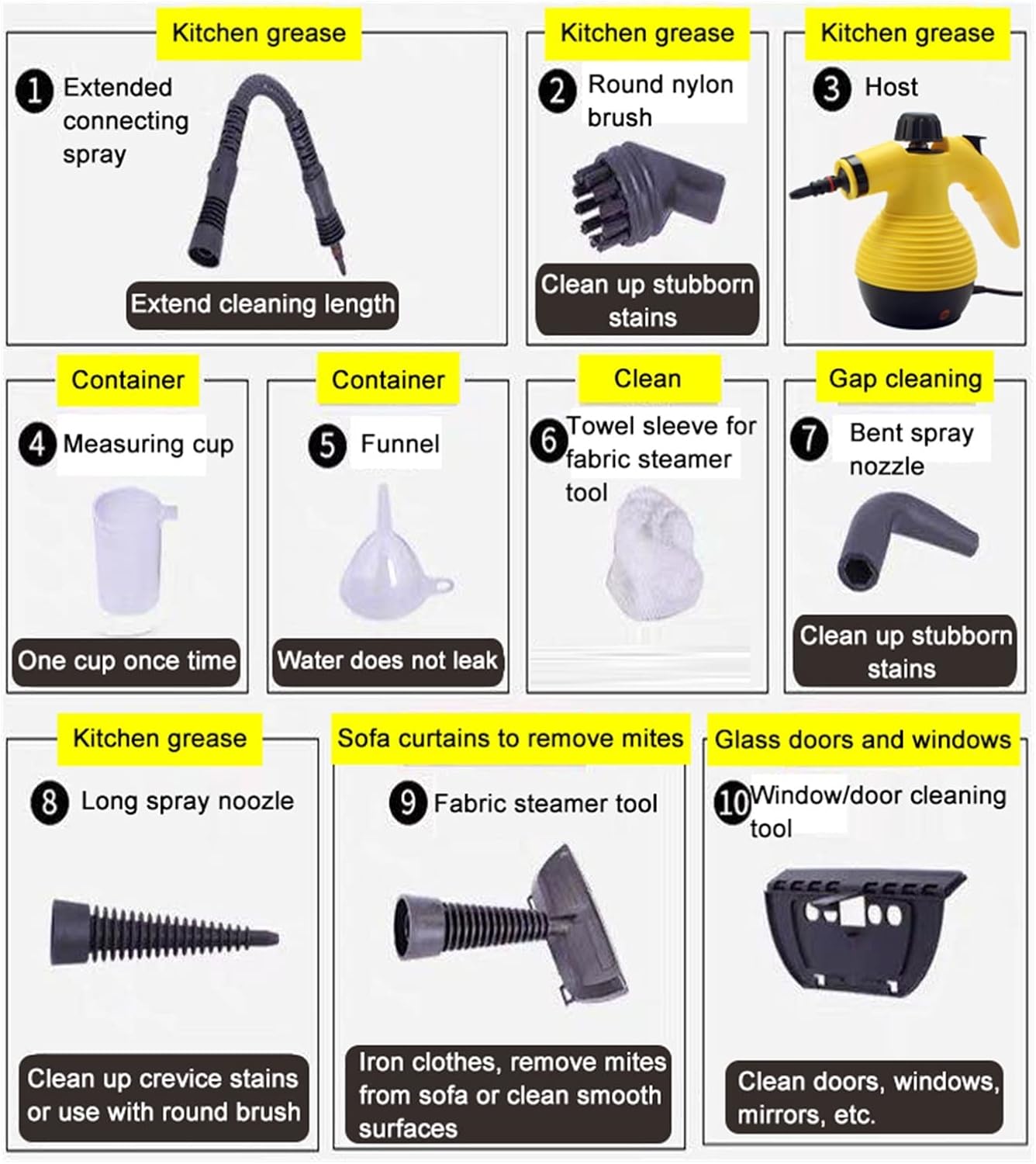High Temperature Steam Cleaner Disinfector Mop Handheld Range Hood High Pressure Steamer Cleaning Machine Brush