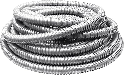 Miniatura 2 de Xadnitu Conducto eléctrico flexible de pared reducida de 12 pulgada, tubo de manga de cable de acero inoxidable de 50 pies para gestión de cables