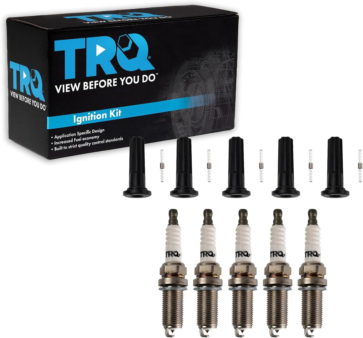 TRQ Spark Plug Kit 5 Piece Iridium Spark Plugs Compatible with 2007-2012 Chevrolet Colorado 2007-2012 GMC Canyon 2007-2010 Hummer H3 2009-2010 H3T