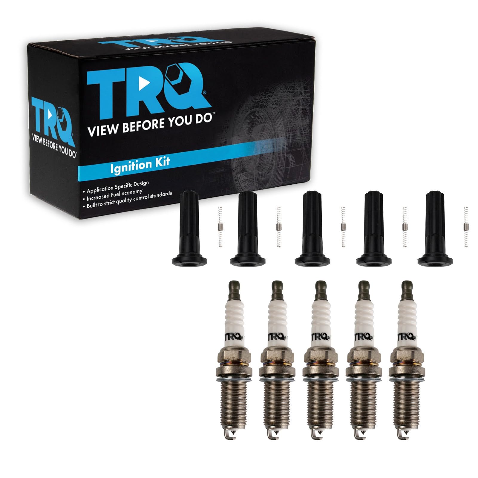 TRQ Ignition Coil Boots & Iridium Spark Plug Kit Set for Colorado Canyon H3 H3T