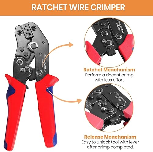 Miniatura 3 de 709 unids 43 kits de conectores de alambre automotrices impermeables con crimpadora de alambre de trinquete, 123456 pines conectores eléctricos