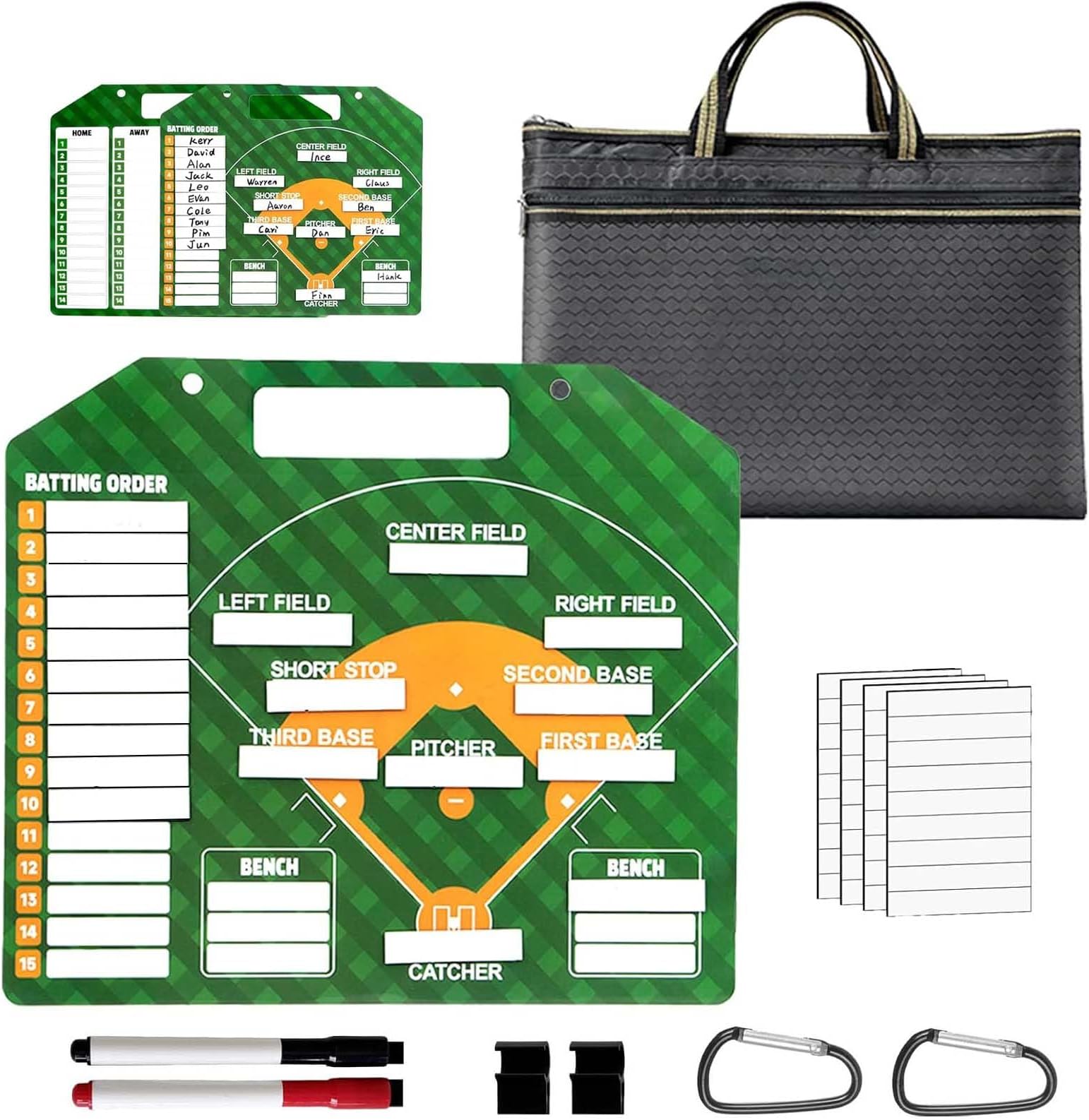 Magnetic Baseball Coach Tactical Board - Dry Erase Lineup & Strategy Planning Board for Baseball Training, Games Dugout Tactics, Baseball Coaching Accessories with Storage Bag