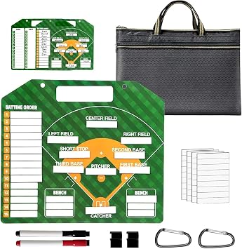 Magnetic Baseball Coach Tactical Board - Dry Erase Lineup & Strategy Planning Board for Baseball Training, Games Dugout Tactics, Baseball Coaching Accessories with Storage Bag