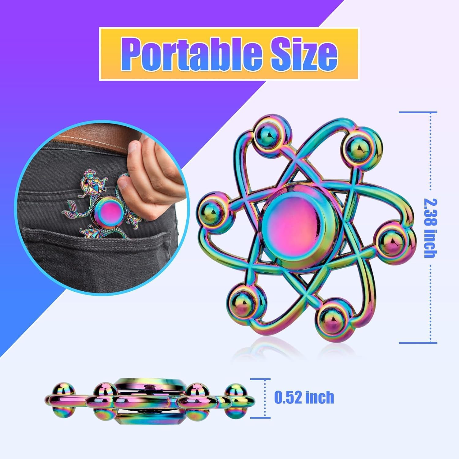 7 Pack Rainbow Fidget Spinners Pack Stress Relief Toys for Kids Adults, Hand Spinner Metal Fidget Bulk Set Desk Toy for Focus, Cool Small Gadget Novelty Christmas Stuffer Birthday Gifts Party Favor