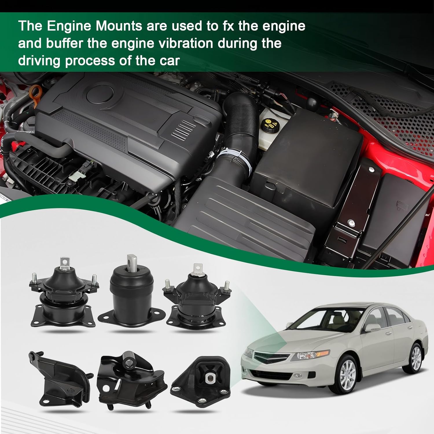 SCITOO Engine Motor Mount and Transmission Mount Set Compatible for Honda for Accord 2.4L 2003-2007,OE A4526HY A4517 A4516 A4510 A4509 A4542