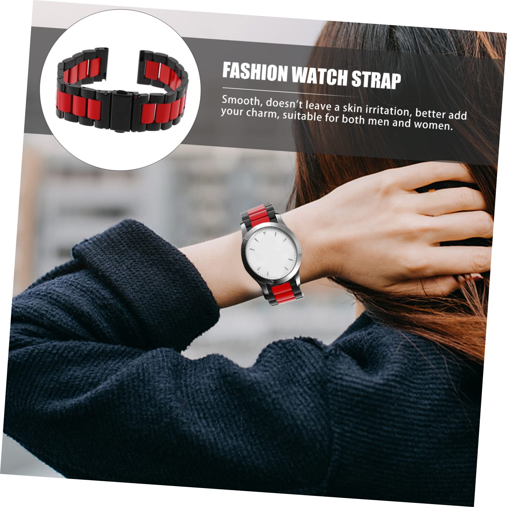 HEMOTON 4 Stück - Herren Schwarz Herrenbands Relojes Inteligentes Para Hombres Uhren Riemen Für Männer Ersatzband Damenband Damenuhr Stahlband Fräulein Rostfreier Stahl Gürtel