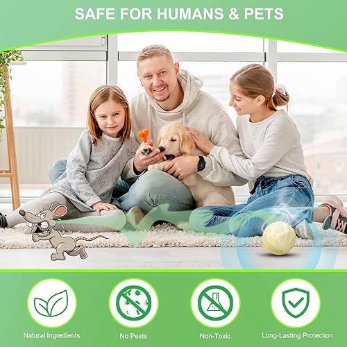 Miniatura 5 de Repelente de roedores con aceite de menta, bolas repelentes de ratones, ratas y ardillas para garaje, ático, motores de automóviles, disuasorio