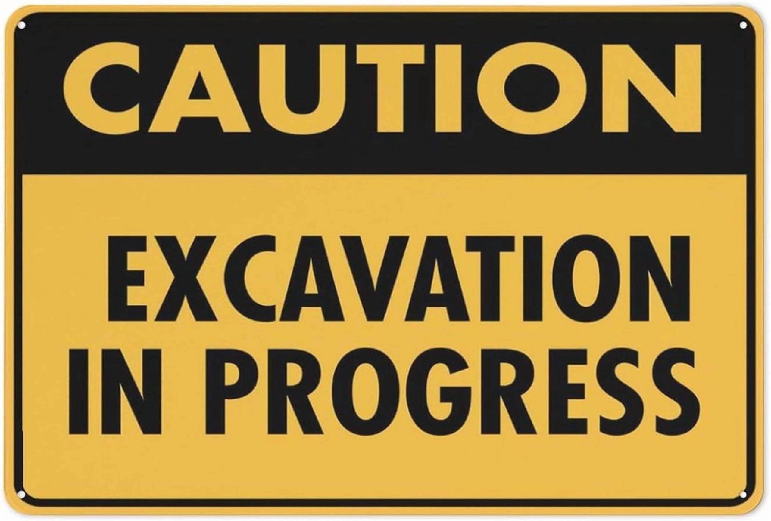 (2-Pack) Metal Tin Sign Caution Excavation In Progress Sign Warning Sign Home Kitchen Farm Garden Garage Wall Decor 12X8 Inch