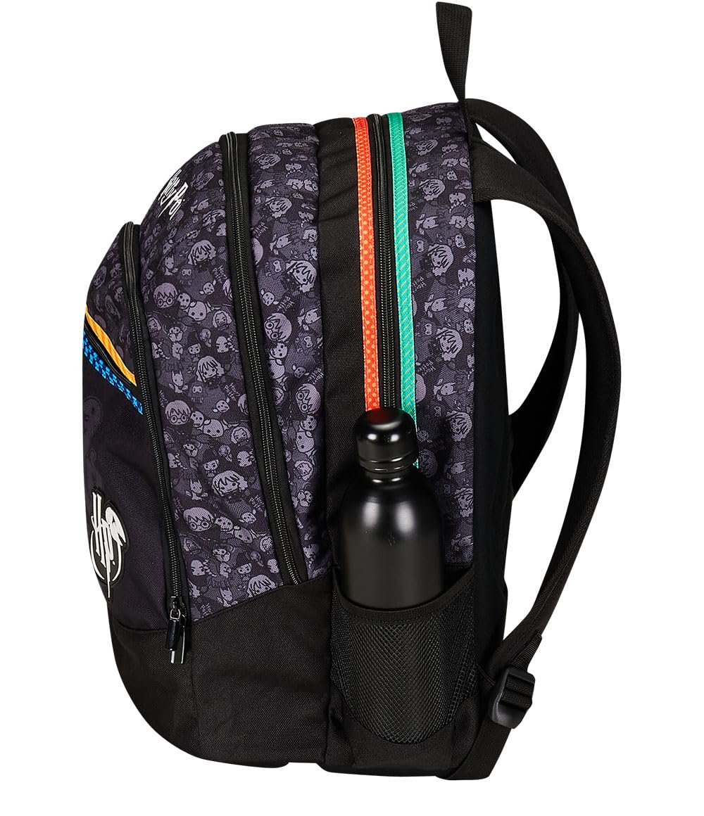 Harry Potter Zaino Scuola Zaino Doppio Scomparto - Tasca Porta Borraccia, Zaino Scuola Bambino- Maxi Capienza - WIZARDING WORLD