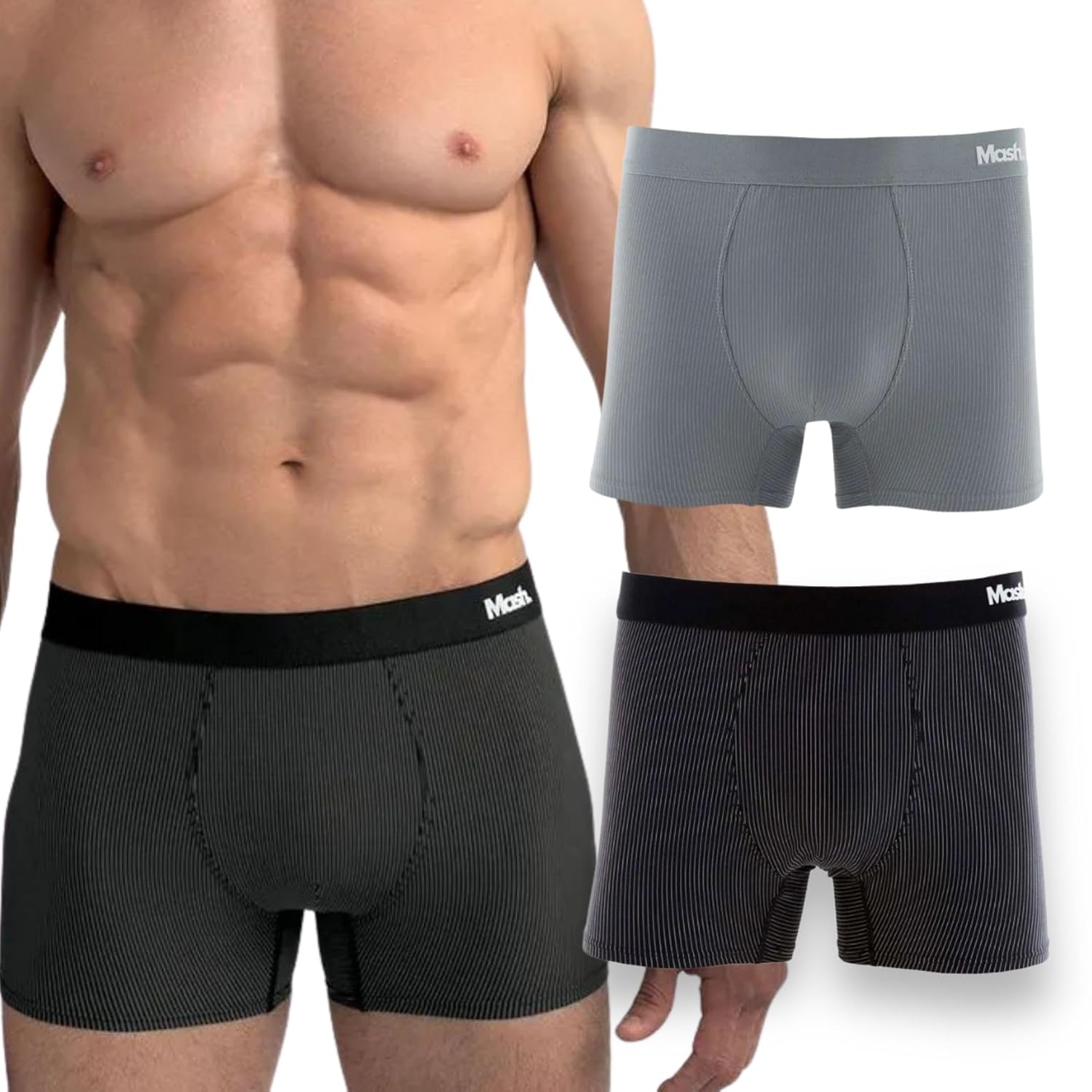 Kit 2 Cuecas Boxer Mash Toque Gelado Risca Giz Poliamida Masculina