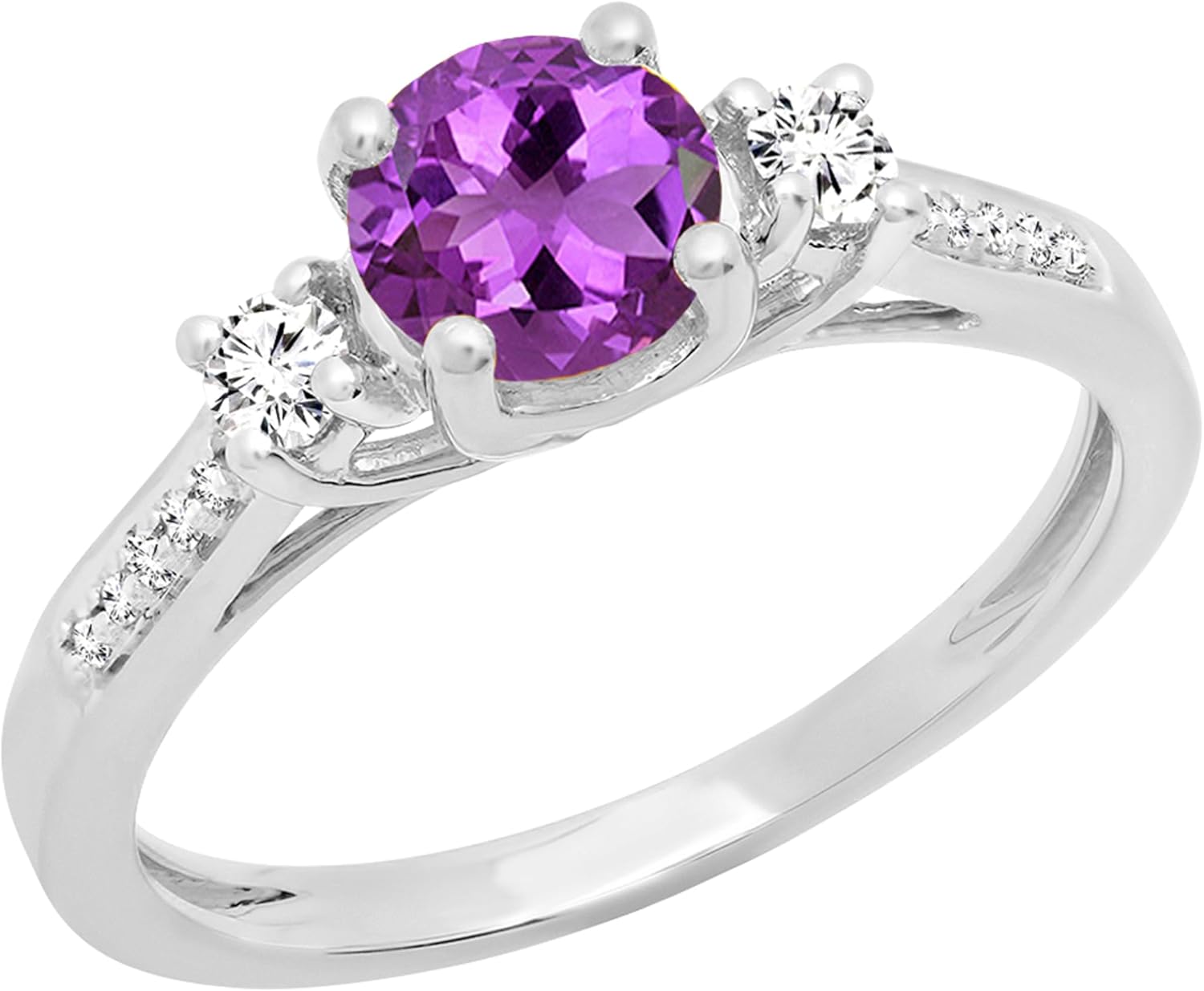 Dazzlingrock Collection 18K 5 MM Round Gemstone & Diamond Ladies 3 Stone Engagement Ring, White Gold