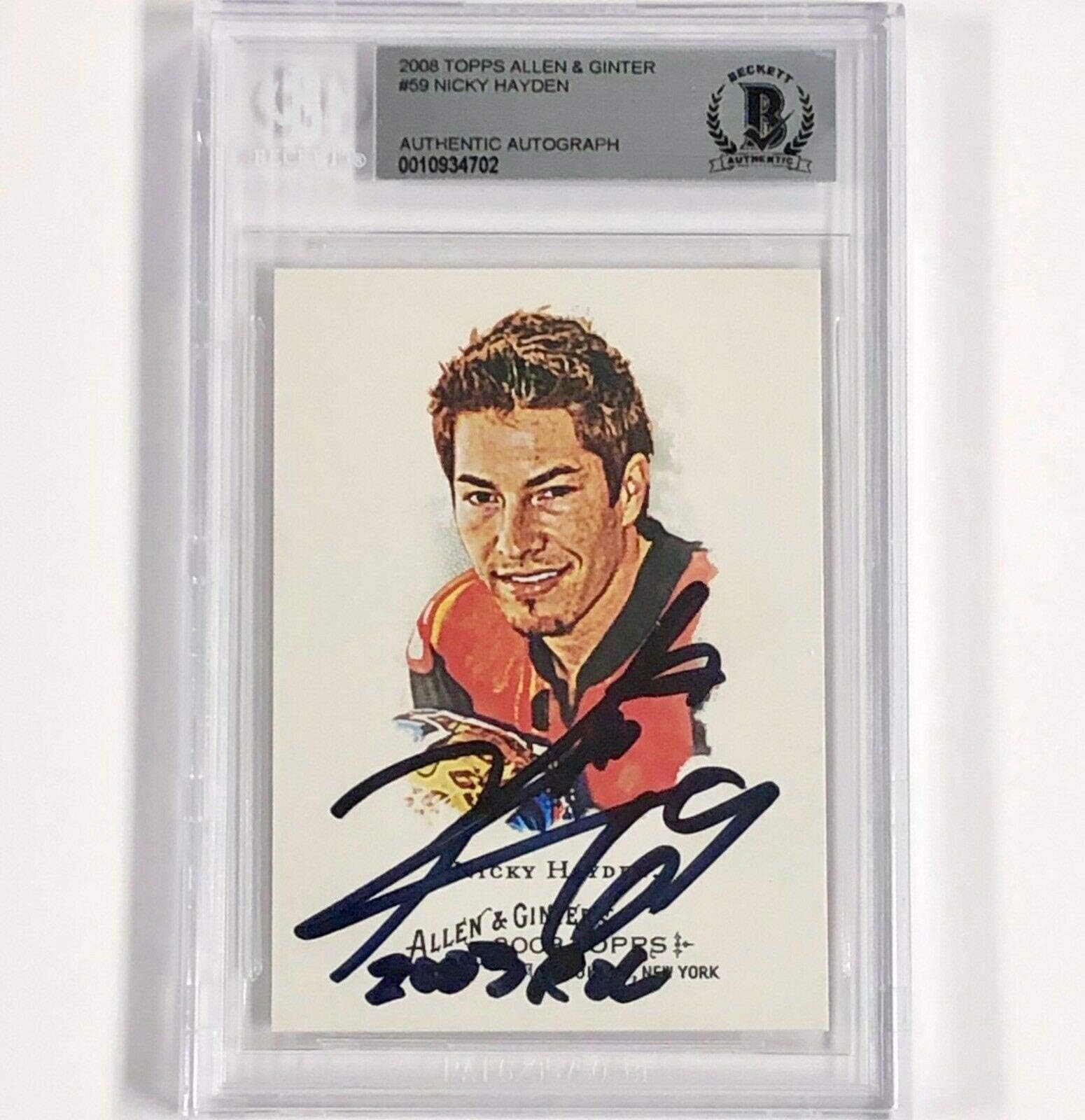 NICKY HAYDEN autograph "2003 ROY" signed 2008 Topps Allen Ginter BGS BAS ~ RARE - Autographed Products