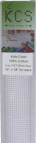 Miniatura 128 de KCS 2 piezas de tela de algodón Aida de punto de cruz contado de 15" x 18" para bordado (Lino, 14CT)