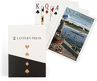 Lantern Press Ocean City, Maryland, Blue Crab and Oysters on Dock (52 Playing Cards, Poker Size Card Deck with Jokers)