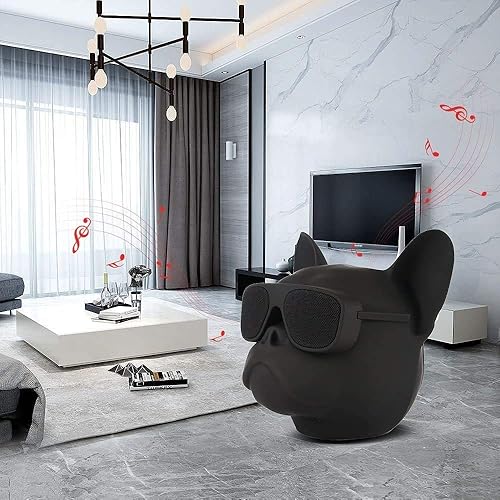 Miniatura 3 de DORNLAT Bulldog Altavoces Bluetooth, altavoz inalámbrico portátil con micrófono integrado, altavoz estéreo de graves de diseño creativo fresco para