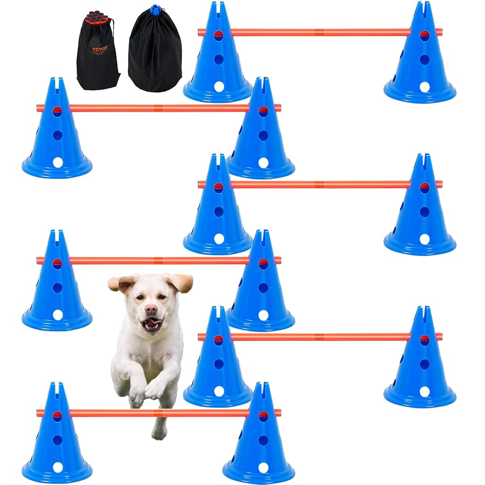 AufuN 6 Pack Handleset Coordination Training, Conical Obstacles 12 Red Cones: 32cm + 6 Yellow Bars