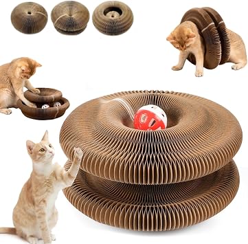 Kitty Kurlz,Kitty Kurlz Cats Toy, Foldable Accordion Cat Toy,Magic Organ Cat Scratcher Board for Indoor,with Bell Balls and Track Adventure,Interactive Mental Physical Exercise