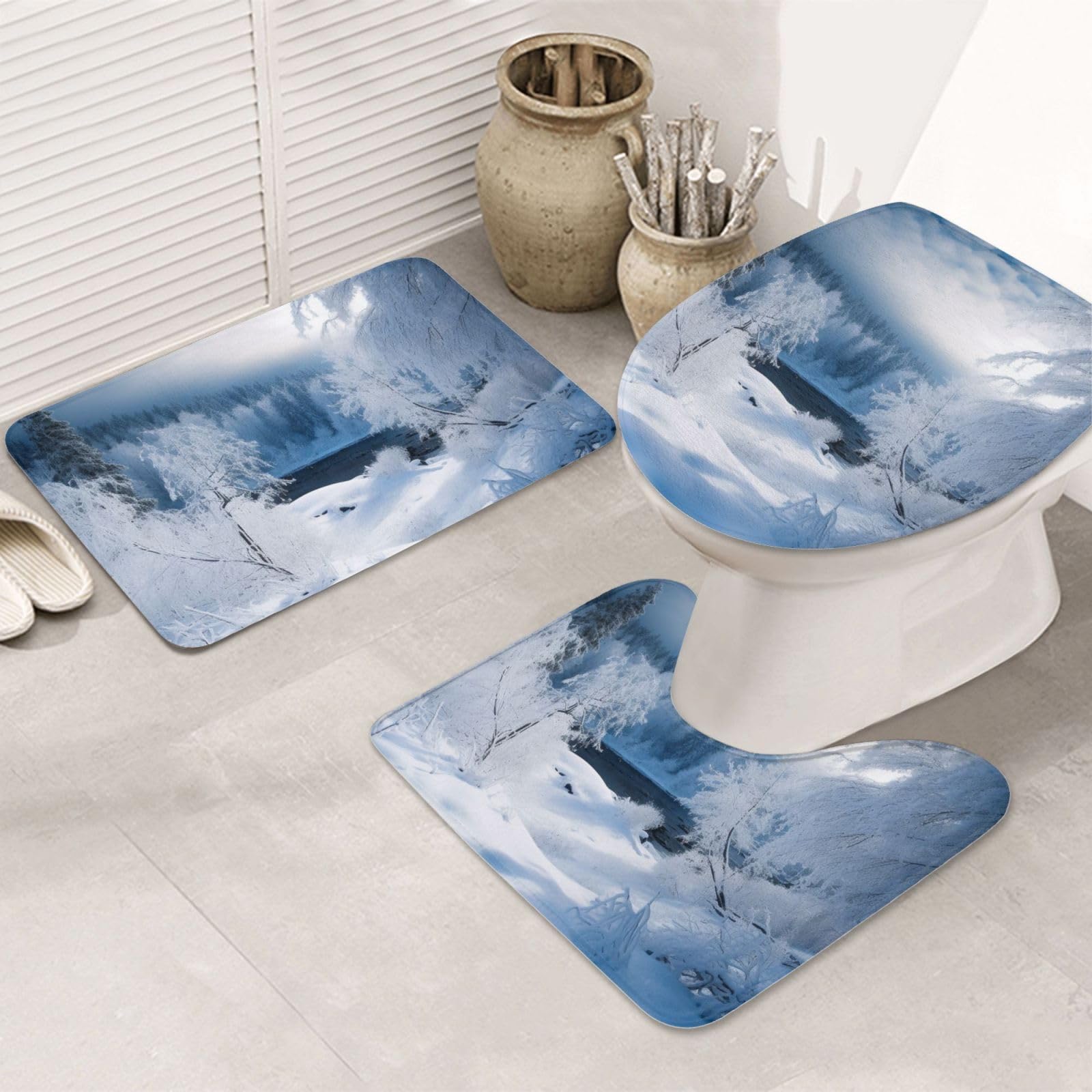 Tapis de bain absorbant en flanelle lot de 3 avec dossier antidérapant