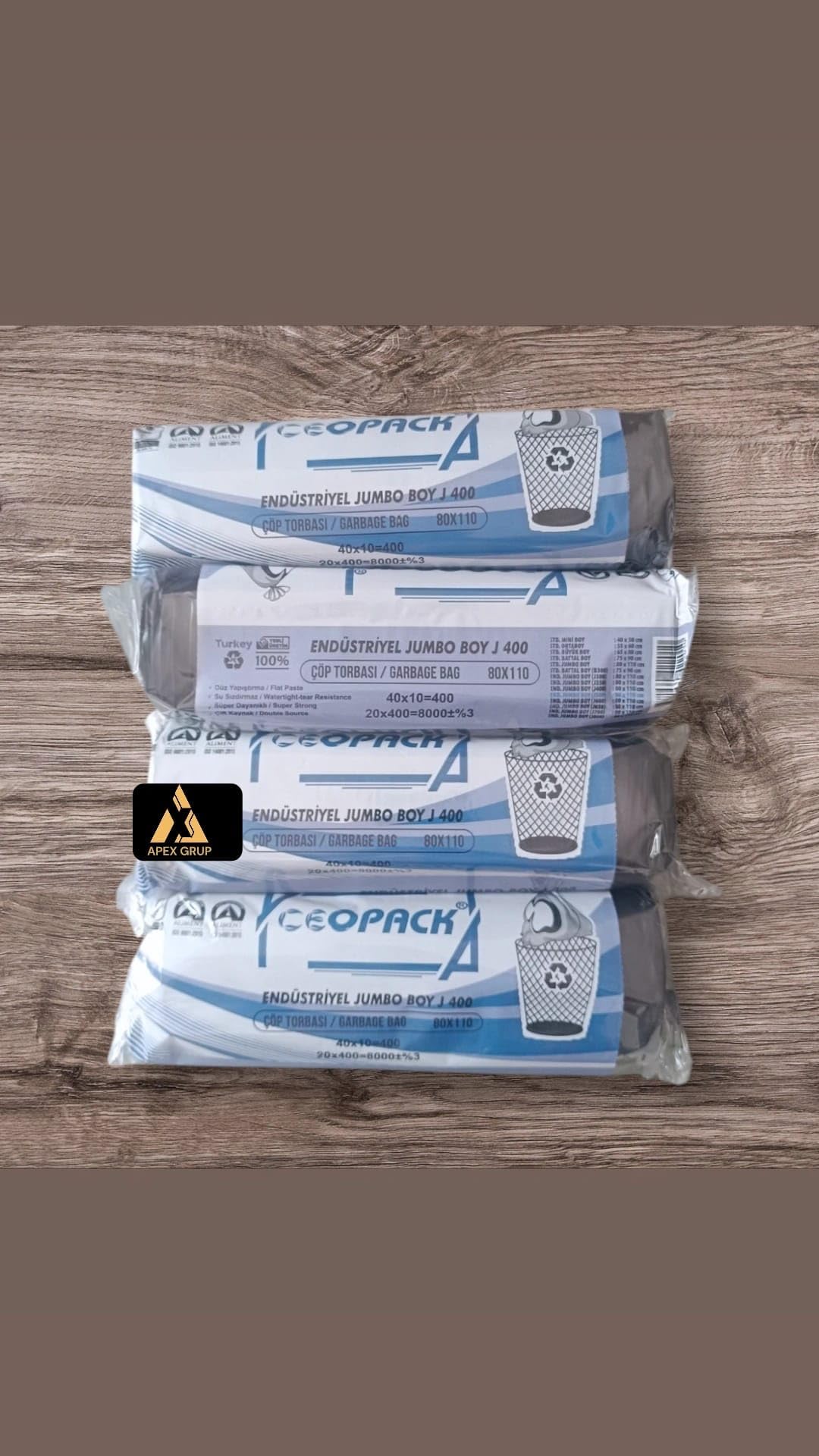 APEX ENDÜSTRİYEL Çöp Poşeti jumbo boy J-400 80 * 110 400 gr (10