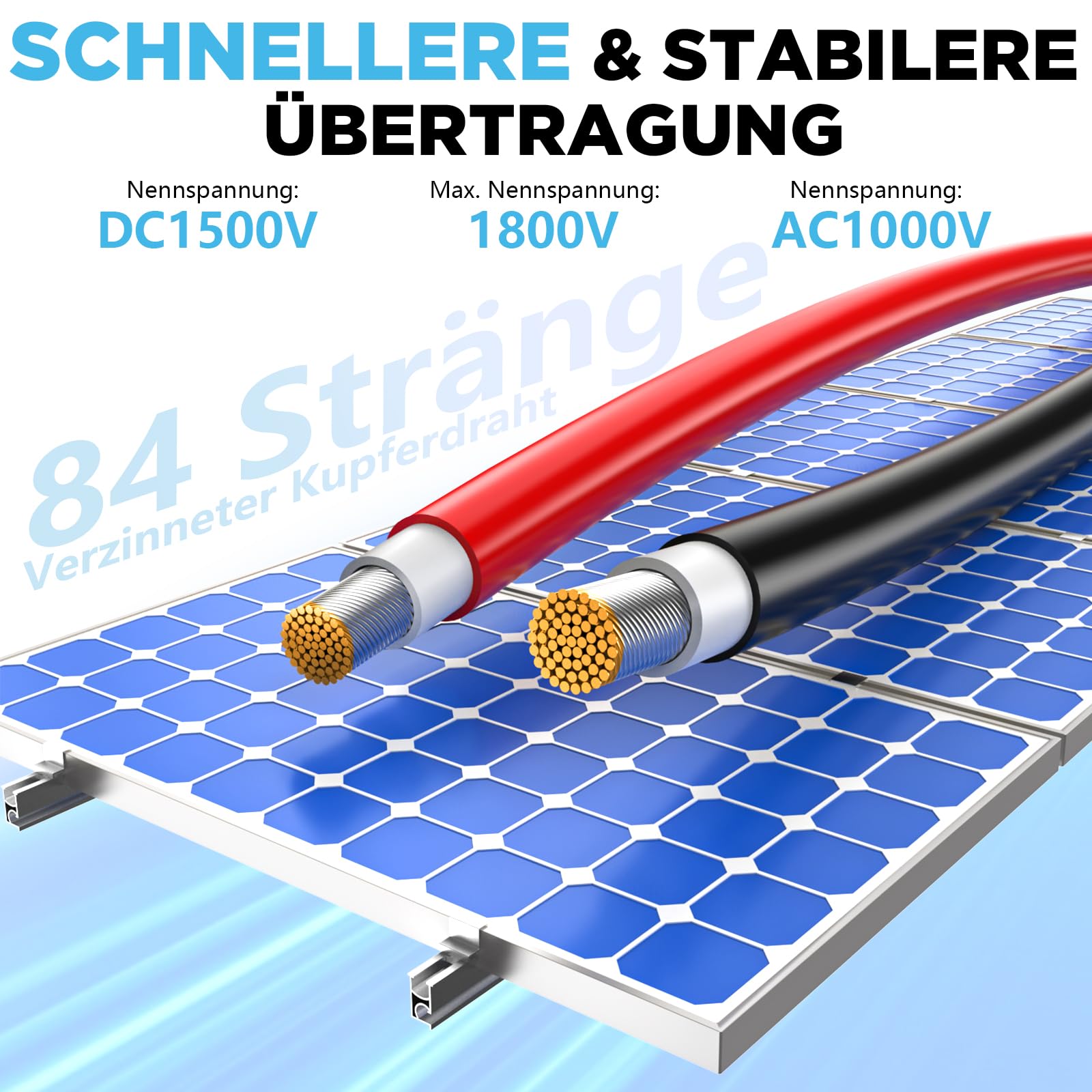 Oududianzi Solarkabel 6mm2 10m, Solarkabel Verlängerung 10/15/20/30/50m, Photovoltaik Kabel, PV Kabel 6mm2, PV Verlängerungskabel für Solarpanel, Wechselrichter und Laderegler (6mm2 2x10m)
