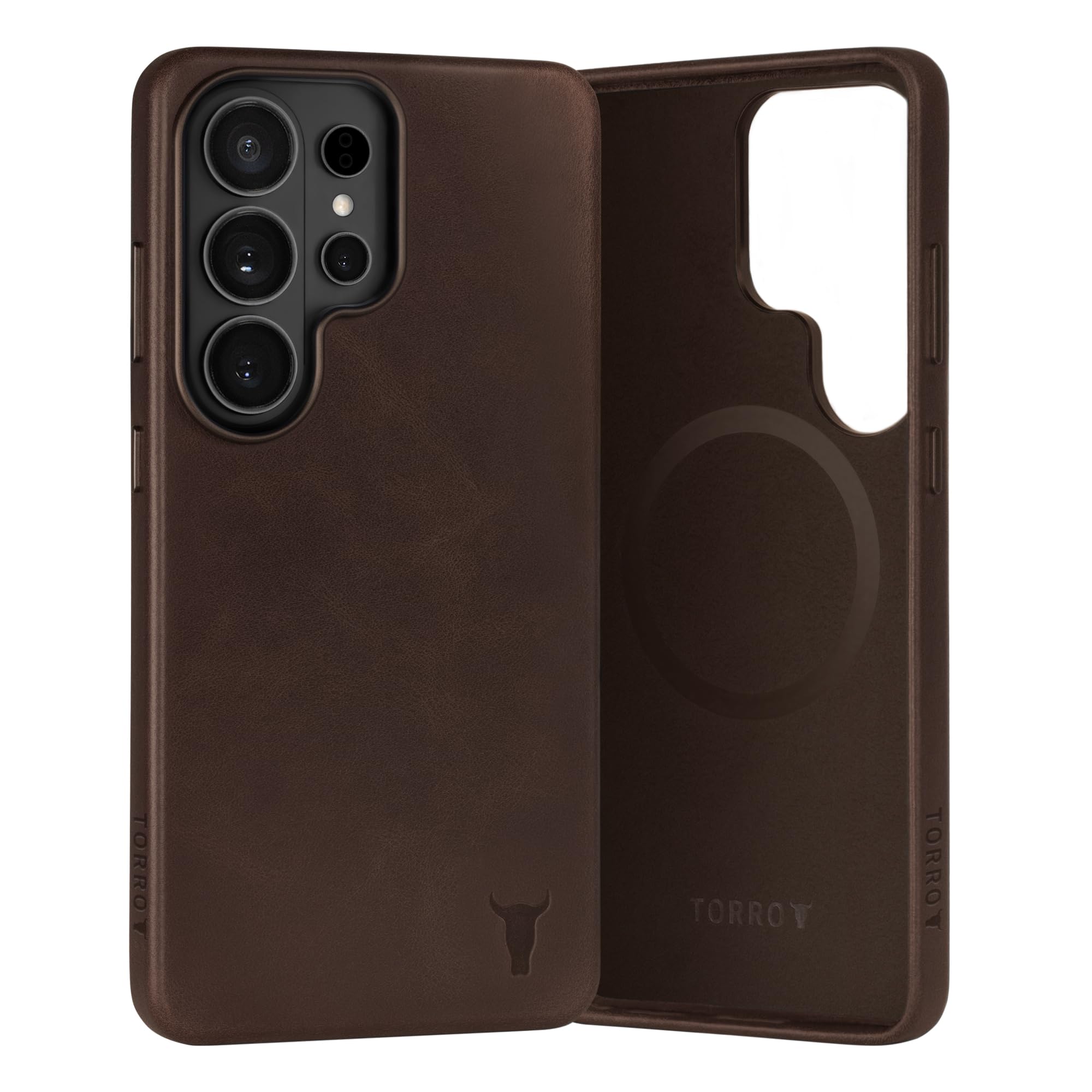 TORRO Etui kompatybilne z Samsung Galaxy S26 Ultra 5G 2026 - skórzane etui premium z funkcją ładowania MagSafe, smukłe, z zderzakiem (Ciemnobrązowy)