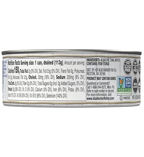 Miniatura 2 de Blue Harbor Fish Co. Atún blanco salvaje en agua sin sal añadida, 4.6 onzas