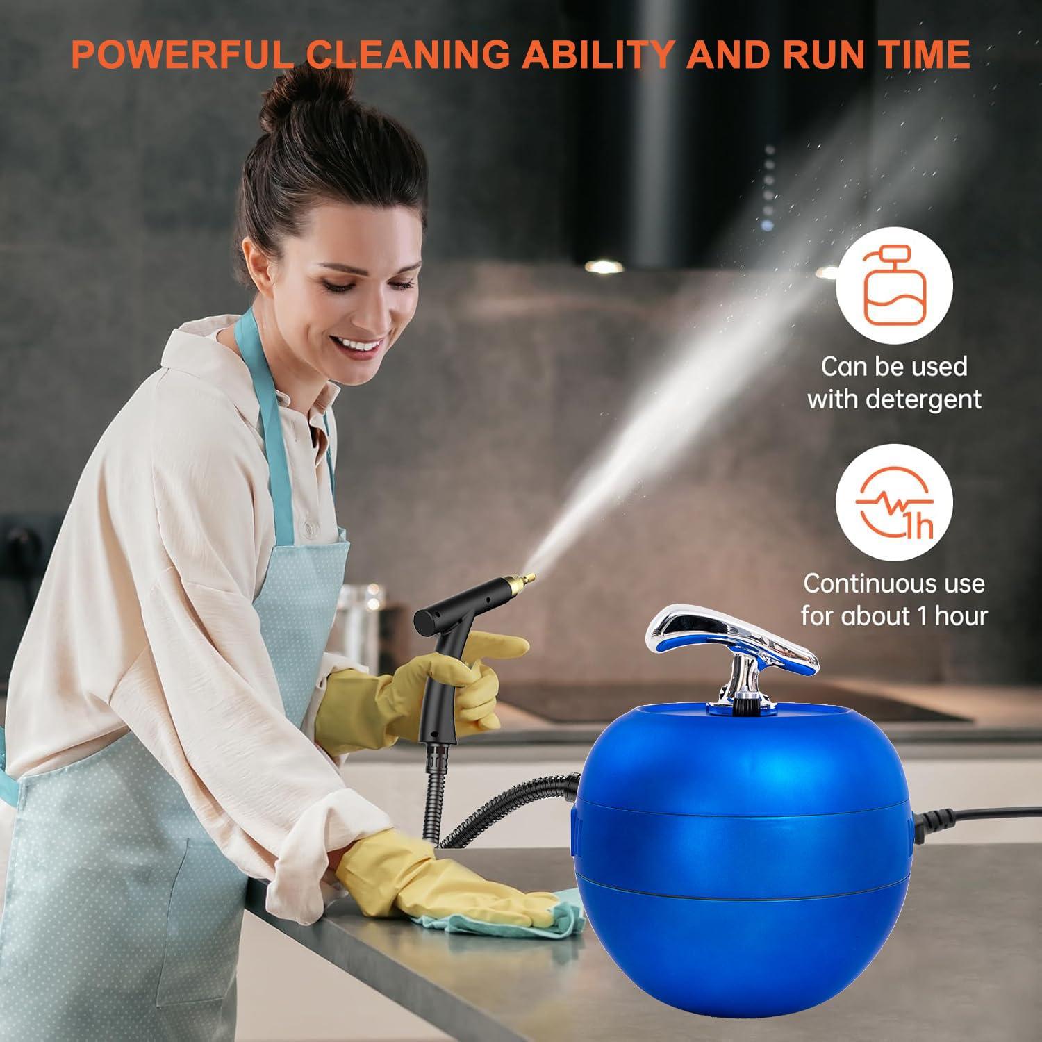 OUTIGO Dampfreiniger Tragbarer, Hochtemperatur Reinigungsmaschine für Küche, 2000w, Eliminates Grease Fett und Öl in vielen Bereichen der Küche, Auto, Böden, Möbel, Glas,Fliesen.