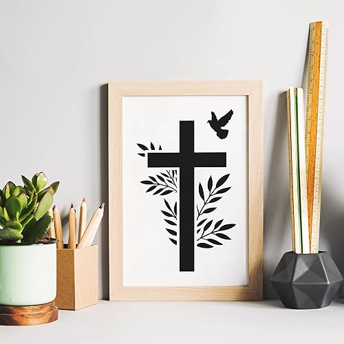 Miniatura 3 de Keluna Plantillas cristianas para pintar  16 plantillas cristianas para pintar sobre madera, plantillas de cruz de niebla para pintar en la pared,