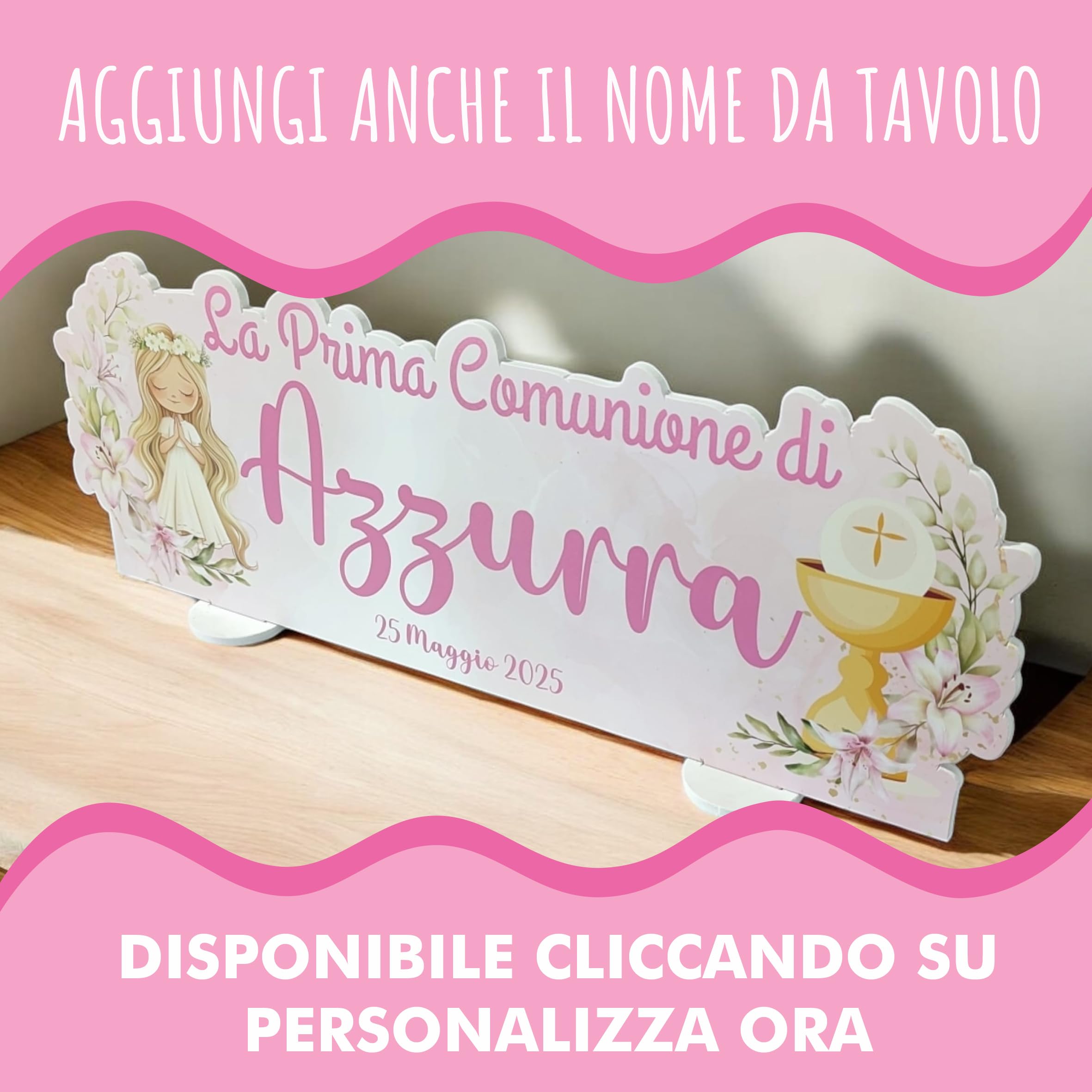 PV Grafik® Set da 24+24 Scatola Bomboniera Prima Comunione Bimbo e Bimba, Scatolina Portaconfetti Prima Comunione Personalizzata, Bigliettini Bomboniera Inclusi(TiraC16)