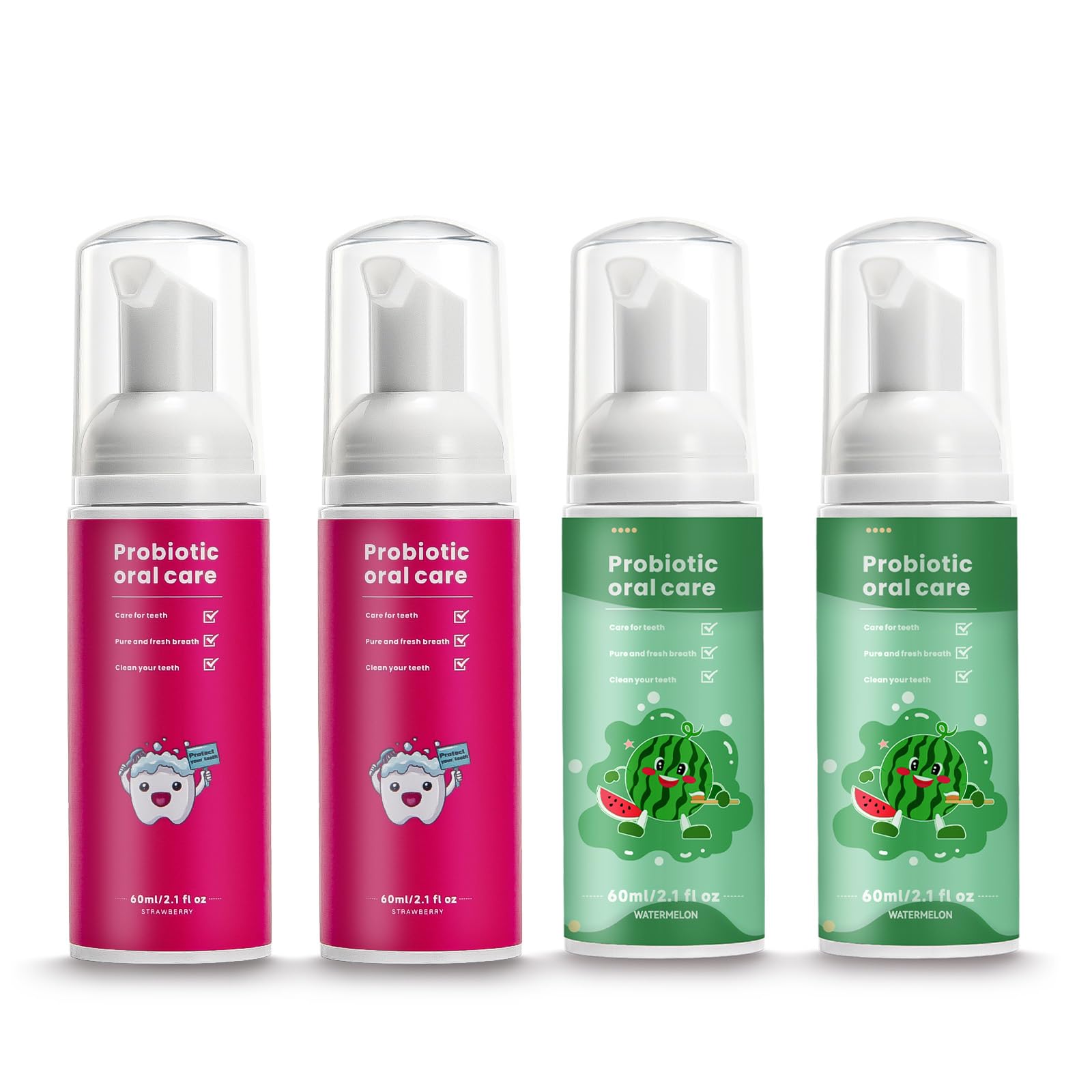 Kids Foam Fluoride Free Toothpaste with Watermelon and Strawberry Mint Flavor, Toddler Natural Teeth Deep Cleaning Toothpaste for U Shaped Toothbrush