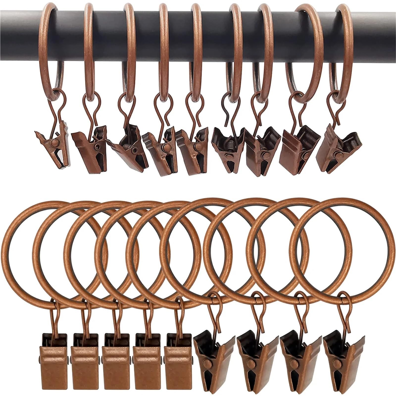 40Pcs Metal Curtain Clips with Hook Sturdy Window Home Decor Accessories For Curtain(Red bronze)