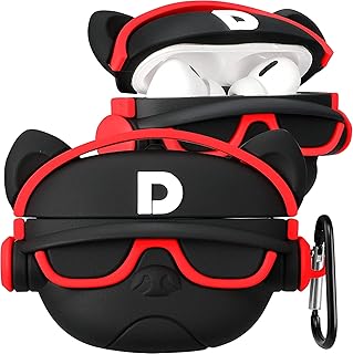 جراب بتصميم لطيف جديد متوافق مع سماعات ابل ايربودز برو الجيل الثاني من جادج تيك، جراب حماية لكامل الجسم مضاد للصدمات للرجال والنساء مع حلقة تثبيت (هيب هوب دوج احمر)، سيليكون