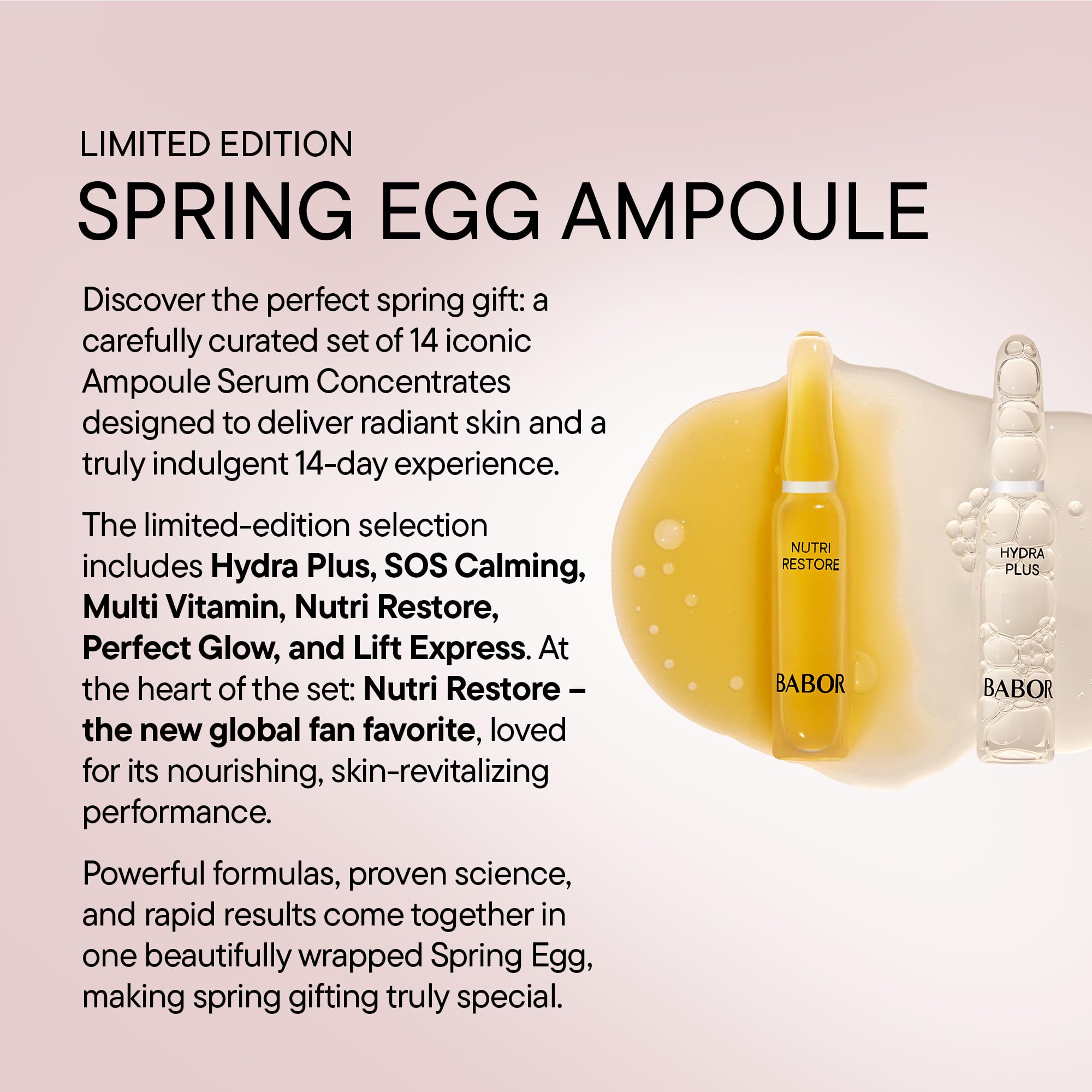 BABOR Spring Egg Ampoule Concentrates Set – 14 Day Hydration & Glow Treatment, Hyaluronic Acid + Vitamin Ampoules for Radiant, Firm, Smooth Skin | Limited Edition Skincare Gift Set 14 x 2 ml