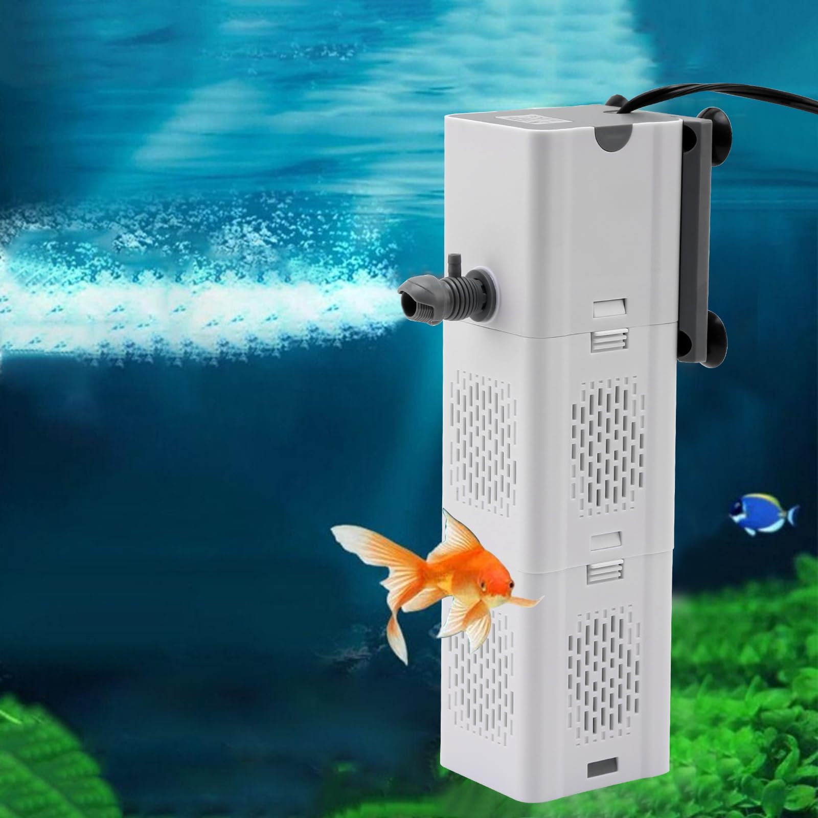 Filtro Per Acquario Asfrode 6W - 500 L/h, Con Spugna, 2 Uscite, Silenzioso, Per Vasche 35-80 Litri - Foto 6