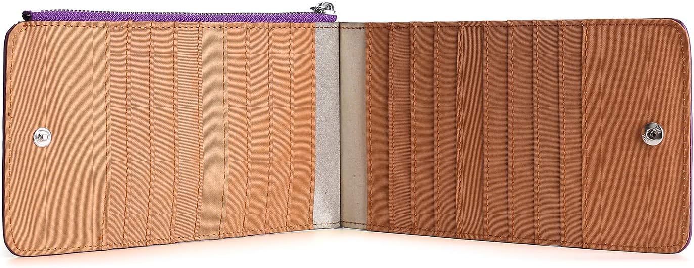Yafeige Womens Wallet RFID Blocking Bifold Genuine Leather Multi Card Organizer Wallet with Zipper Pocket (Purple hollow)