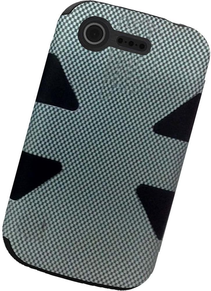 HR Wireless Dynamic Slim Hybrid Case for LG Optimus Zone 2 L34C Fuel - Retail Packaging - Carbon Fiber/Black